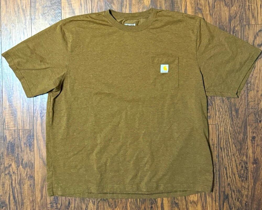 Carhartt K87 Loose Fit Pocket T-Shirt 2XL Olive Brown Heather Workwear Tee